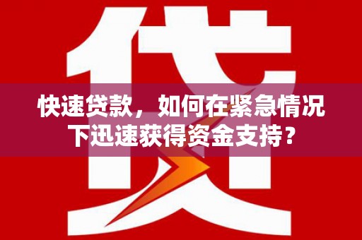 平远快速贷款，如何在紧急情况下迅速获得资金支持？