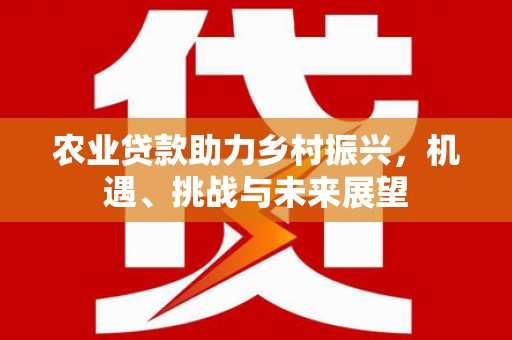 平远农业贷款助力乡村振兴，机遇、挑战与未来展望