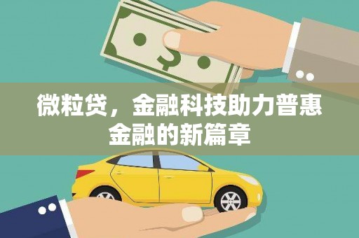 平远微粒贷，金融科技助力普惠金融的新篇章