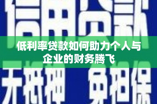 平远低利率贷款如何助力个人与企业的财务腾飞